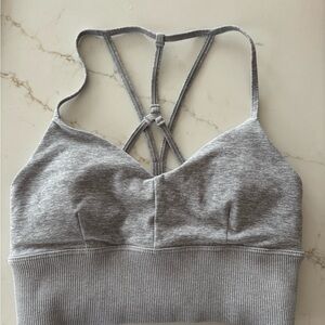 ALO Yoga Gray Strappy Sports Bra